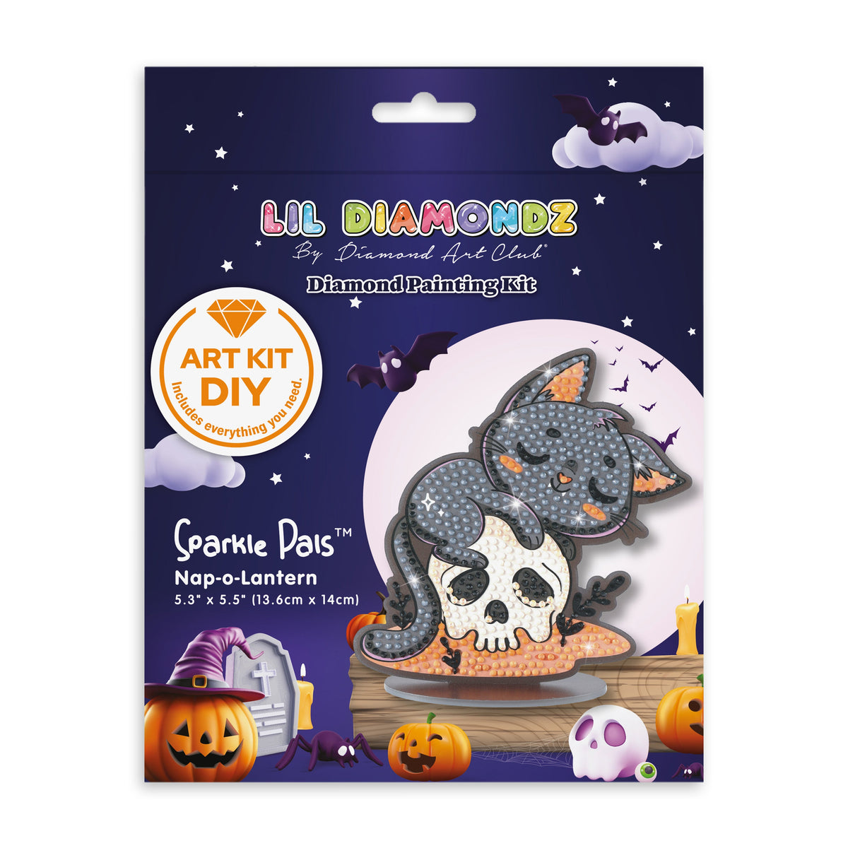 Diamond Painting Sparkle Pals™ - Nap-o-Lantern 5.3" x 5.5" (13.6cm x 14cm) / Round with 7 Colors including 1 AB and 2 Fairy Dust Diamonds / 650
