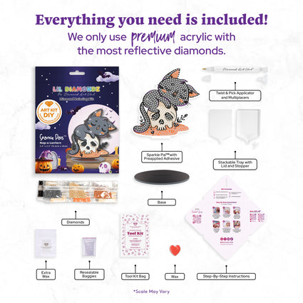 Diamond Painting Sparkle Pals™ - Nap-o-Lantern 5.3" x 5.5" (13.6cm x 14cm) / Round with 7 Colors including 1 AB and 2 Fairy Dust Diamonds / 650