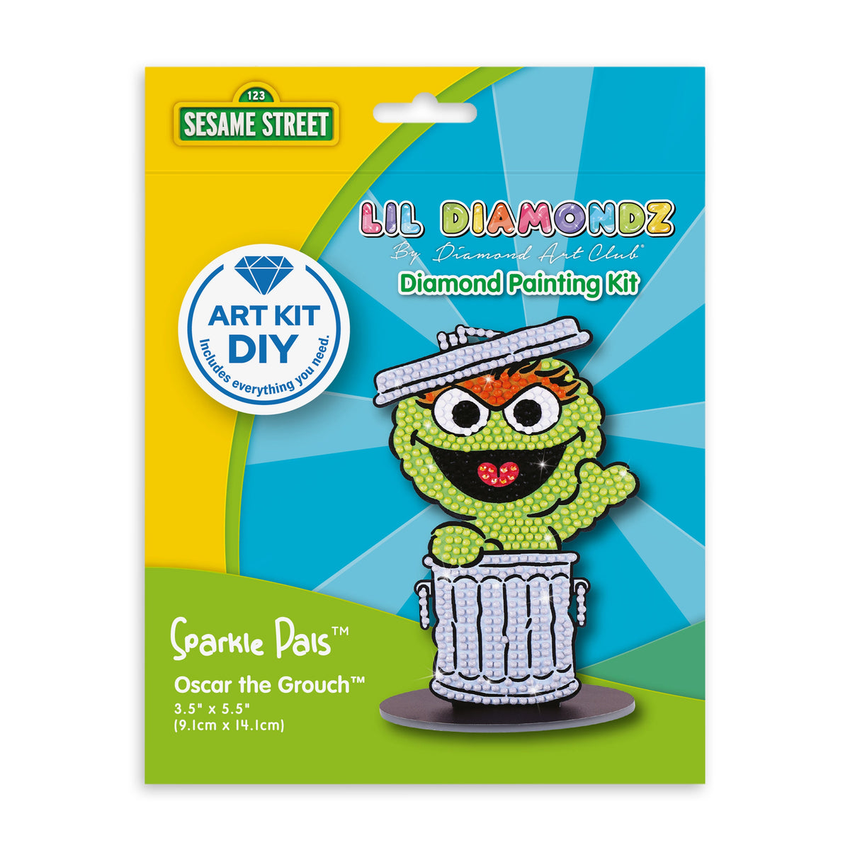 Diamond Painting Sparkle Pals™ - Oscar 3.5" x 5.5" (9.1cm x 14.1cm) / Round with 6 Colors Including 1 AB and 2 Fairy Dust Diamonds / 670