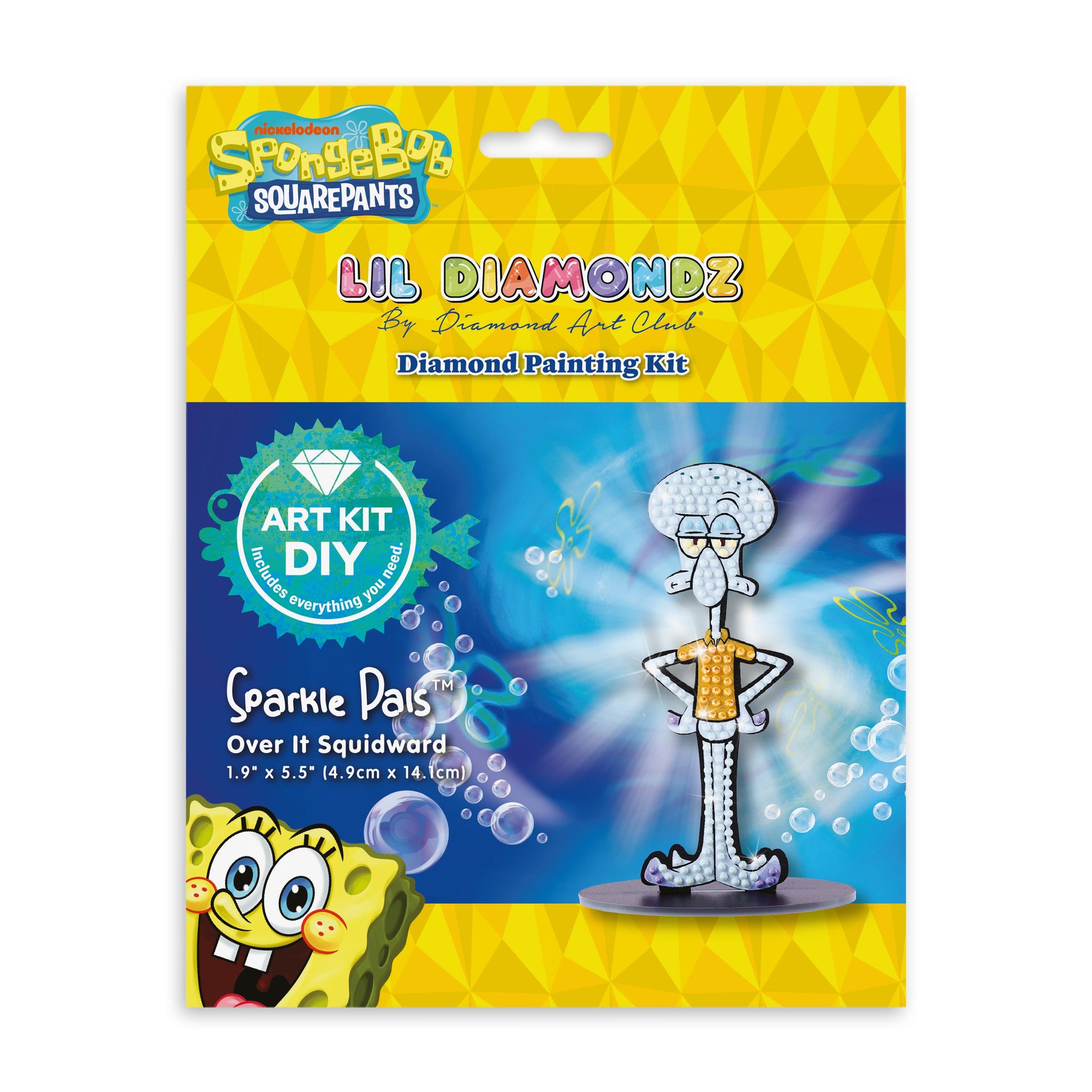Diamond Painting Sparkle Pals™ - Over It Squidward 1.9" x 5.5" (4.9cm x 14.1cm) / Round with 5 Colors Including 1 AB and 2 Fairy Dust Diamonds / 220