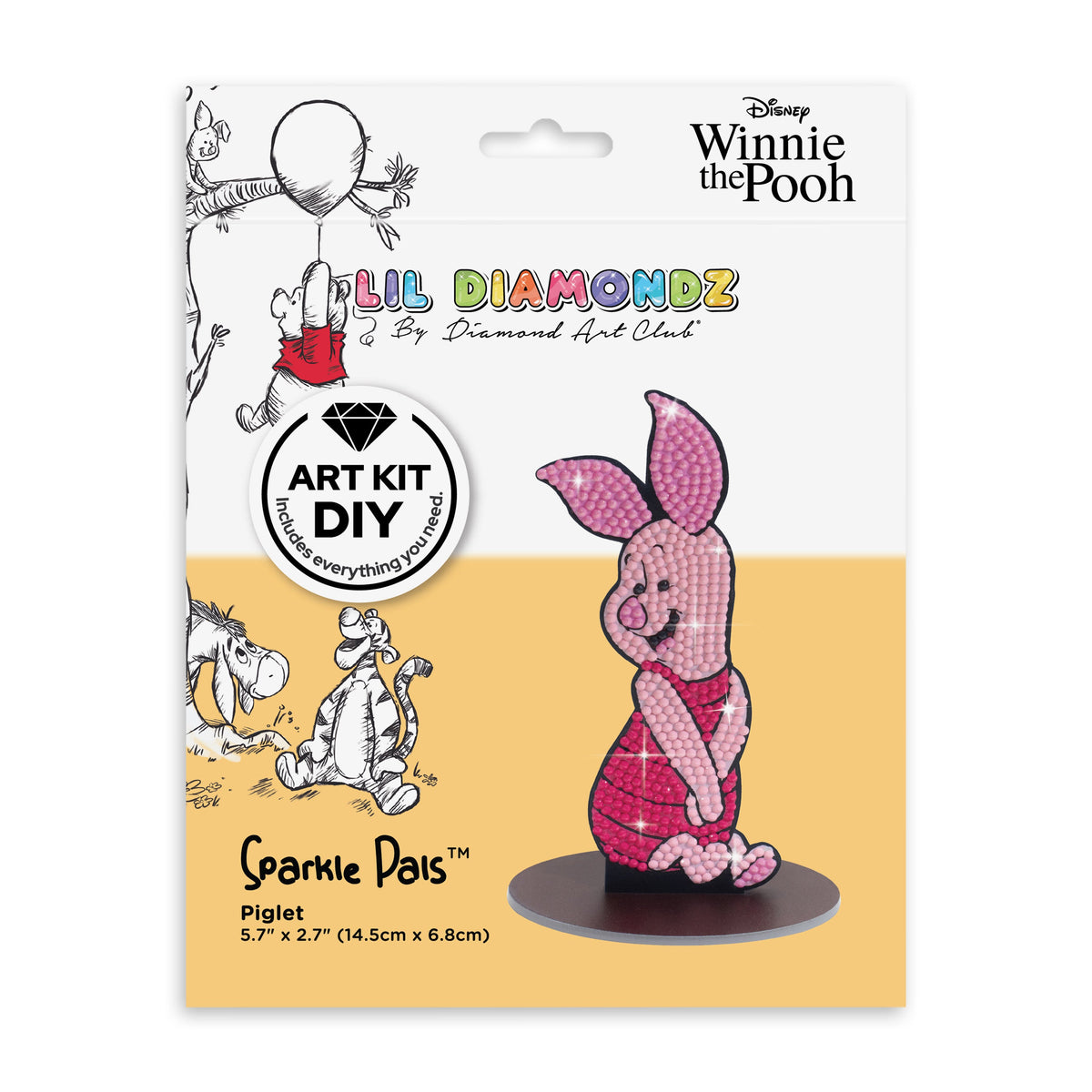 Diamond Painting Sparkle Pals™ - Piglet 5.7" x 2.6" (14.5cm x 6.8cm) / Round with 4 Colors including 3 Fairy Dust Diamonds / 478