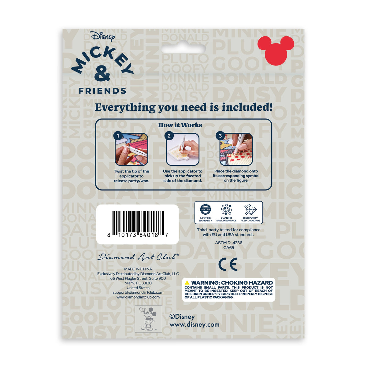 Diamond Painting Sparkle Pals™ - Pluto 5.1" x 4.6" (13cm x 11.7 cm) / Round with 4 Colors including 1 AB and 2 Fairy Dust Diamonds / 503