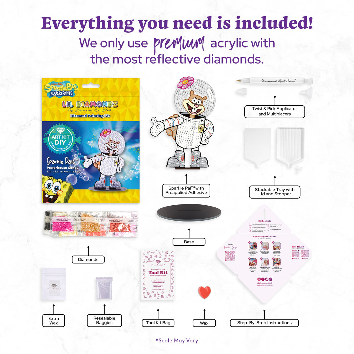 Diamond Painting Sparkle Pals™ - Powerhouse Sandy 3.3" x 5.5" (9.9cm x 14.1cm) / Round with 9 Colors / 494