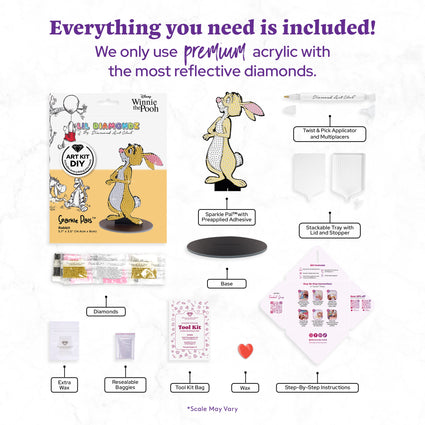 Diamond Painting Sparkle Pals™ - Rabbit 5.6" x 3.5" (14.4cm x 9cm) / Round with 4 Colors including 3 Fairy Dust Diamonds / 575