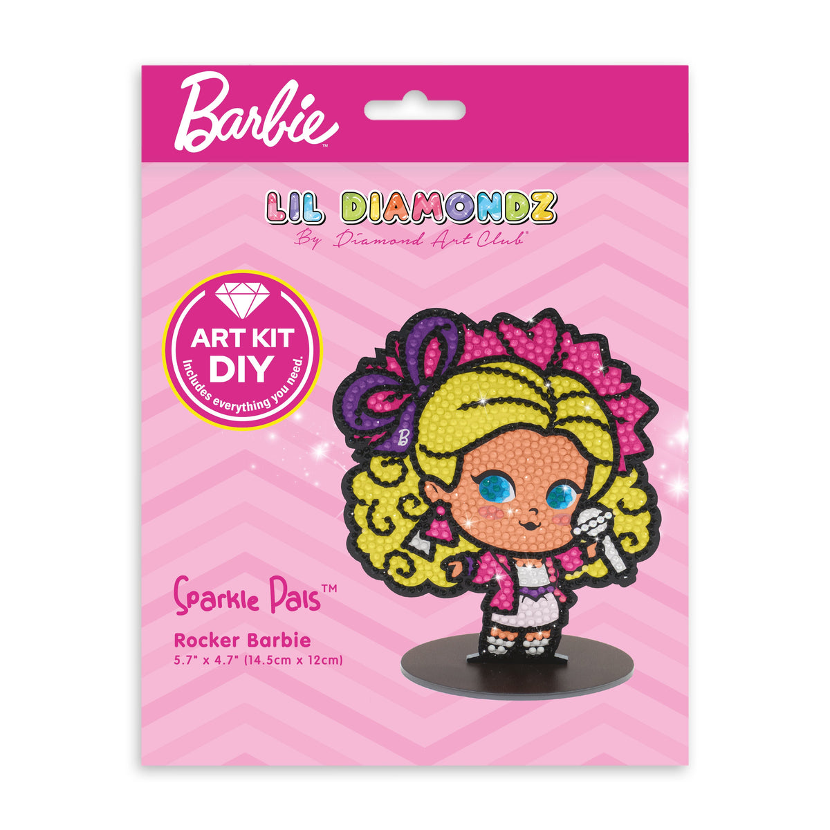 Diamond Painting Sparkle Pals™ - Rocker Barbie™ 5.7" x 4.7" (14.5cm x 12.0cm) / Round with 11 Colors Including 1 AB and 2 Fairy Dust Diamonds / 1,014