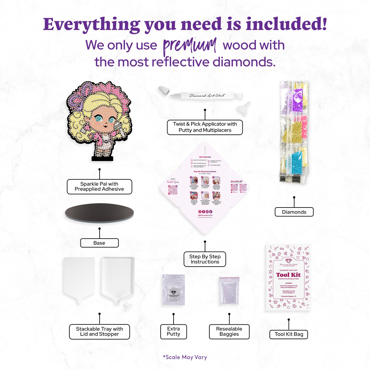 Diamond Painting Sparkle Pals™ - Rocker Barbie™ 5.7" x 4.7" (14.5cm x 12.0cm) / Round with 11 Colors Including 1 AB and 2 Fairy Dust Diamonds / 1,014