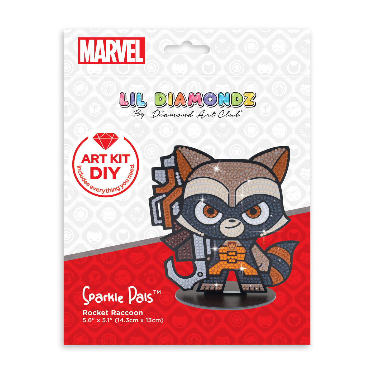Diamond Painting Sparkle Pals™ - Rocket Racoon 14.3x13cm / Round with 9 Colors Including 4 Fairy Dust Diamonds / 839