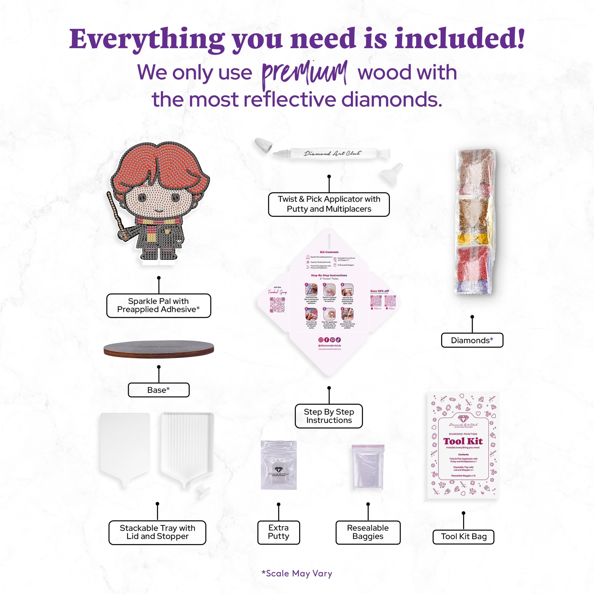 Diamond Painting Sparkle Pals™ - Ron 4.8" x 5.7" (12.2cm x 14.6cm) / Round with 7 Colors including 1 AB, 1 Fairy Dust Diamond and 1 Iridescent Diamond / 1,227