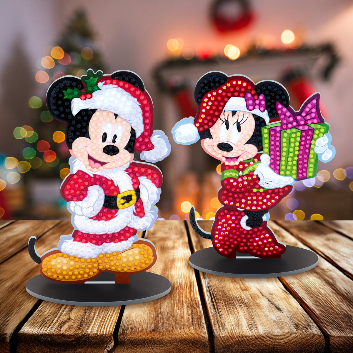 Diamond Painting Sparkle Pals™ - Santa Mickey Magic 5.4" x 3.4" (13.9cm x 8.7cm) / Round with 12 Colors including 1 AB and 3 Fairy Dust Diamonds / 590