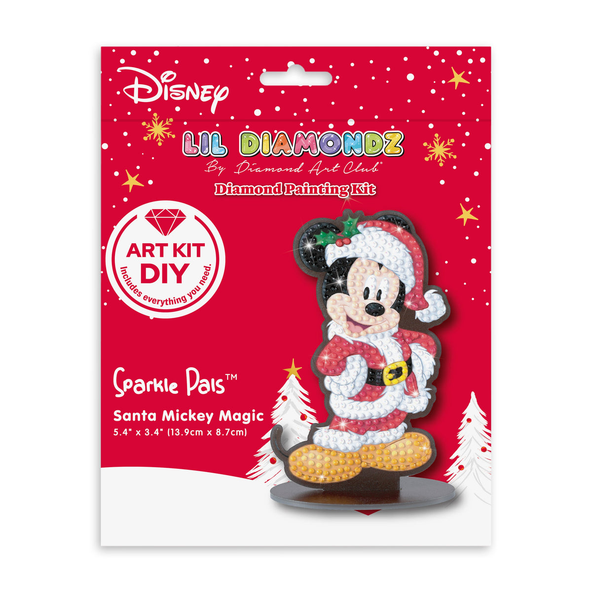 Diamond Painting Sparkle Pals™ - Santa Mickey Magic 5.4" x 3.4" (13.9cm x 8.7cm) / Round with 12 Colors including 1 AB and 3 Fairy Dust Diamonds / 590