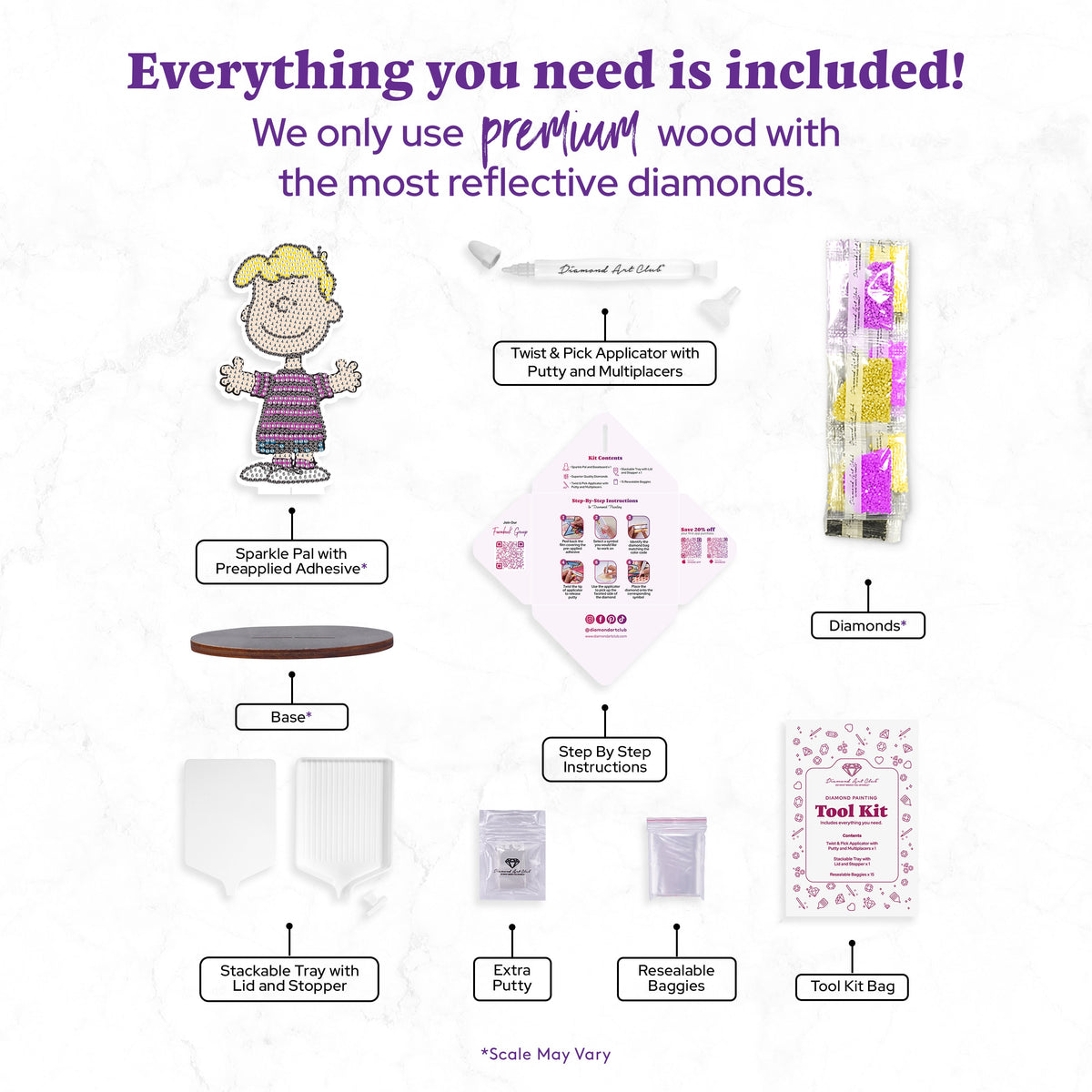 Diamond Painting Sparkle Pals™ - Schroeder 5.7" x 3.5" (14.5cm x 8.8cm) / Round with 6 Colors including 3 Fairy Dust Diamonds / 836