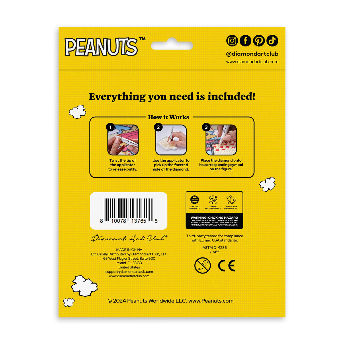 Diamond Painting Sparkle Pals™️ - Snoopy 5.7" x 3.7" (14.5cm x 9.5cm) / Round with 2 Colors including 1 Fairy Dust Diamond / 961