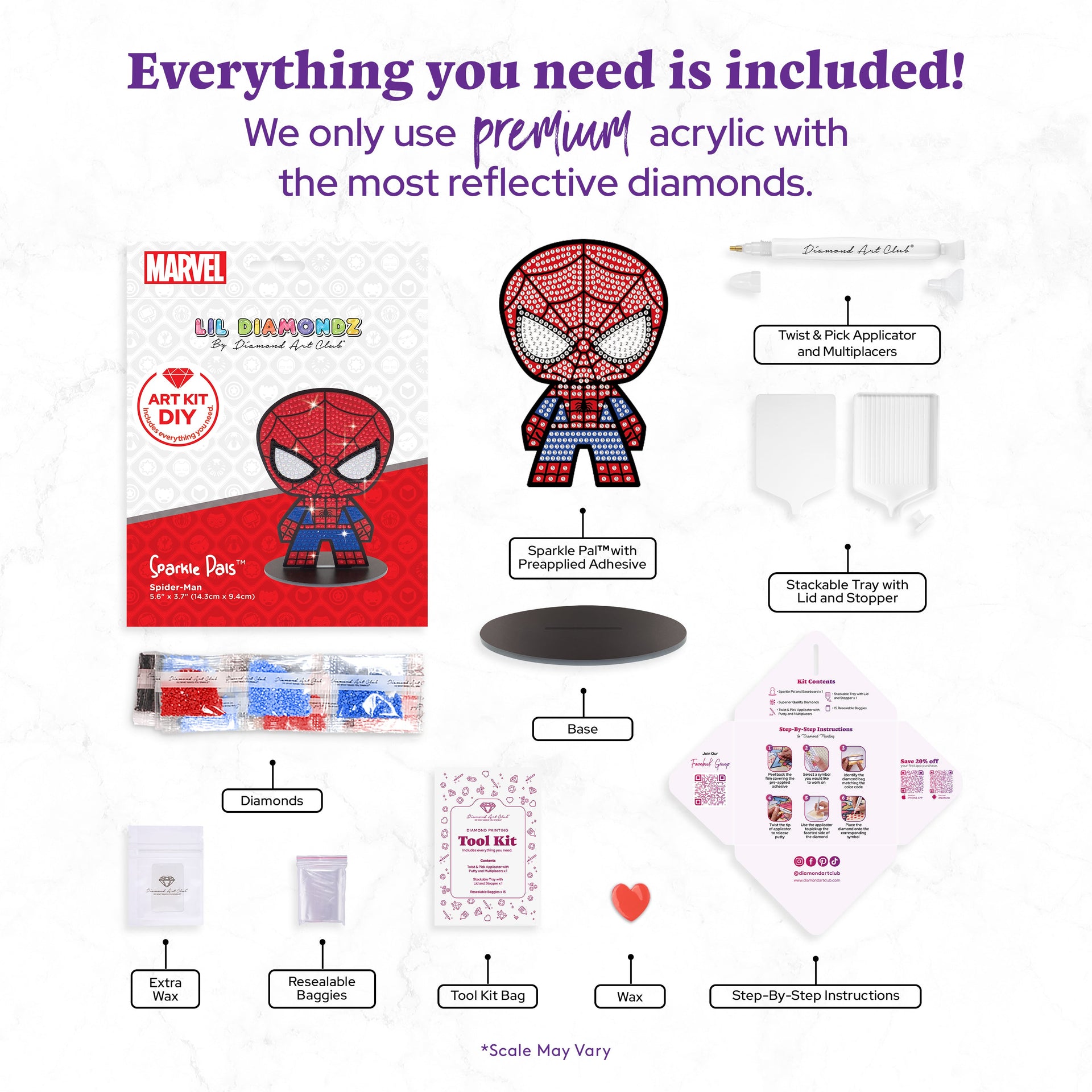 Diamond Painting Sparkle Pals™ - Spider-Man™ 5.6" x 3.7" (14.3cm x 9.4cm) / Round with 4 Colors Including 1 AB and 1 Fairy Dust Diamond / 642
