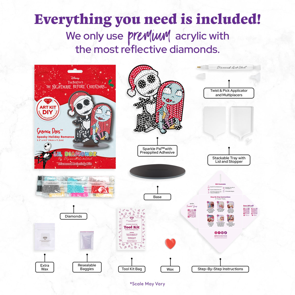 Diamond Painting Sparkle Pals™ - Spooky Holiday Romance 5.5" x 4.5" (14cm x 11.5cm) / Round with 7 Colors including 3 Fairy Dust Diamonds / 675