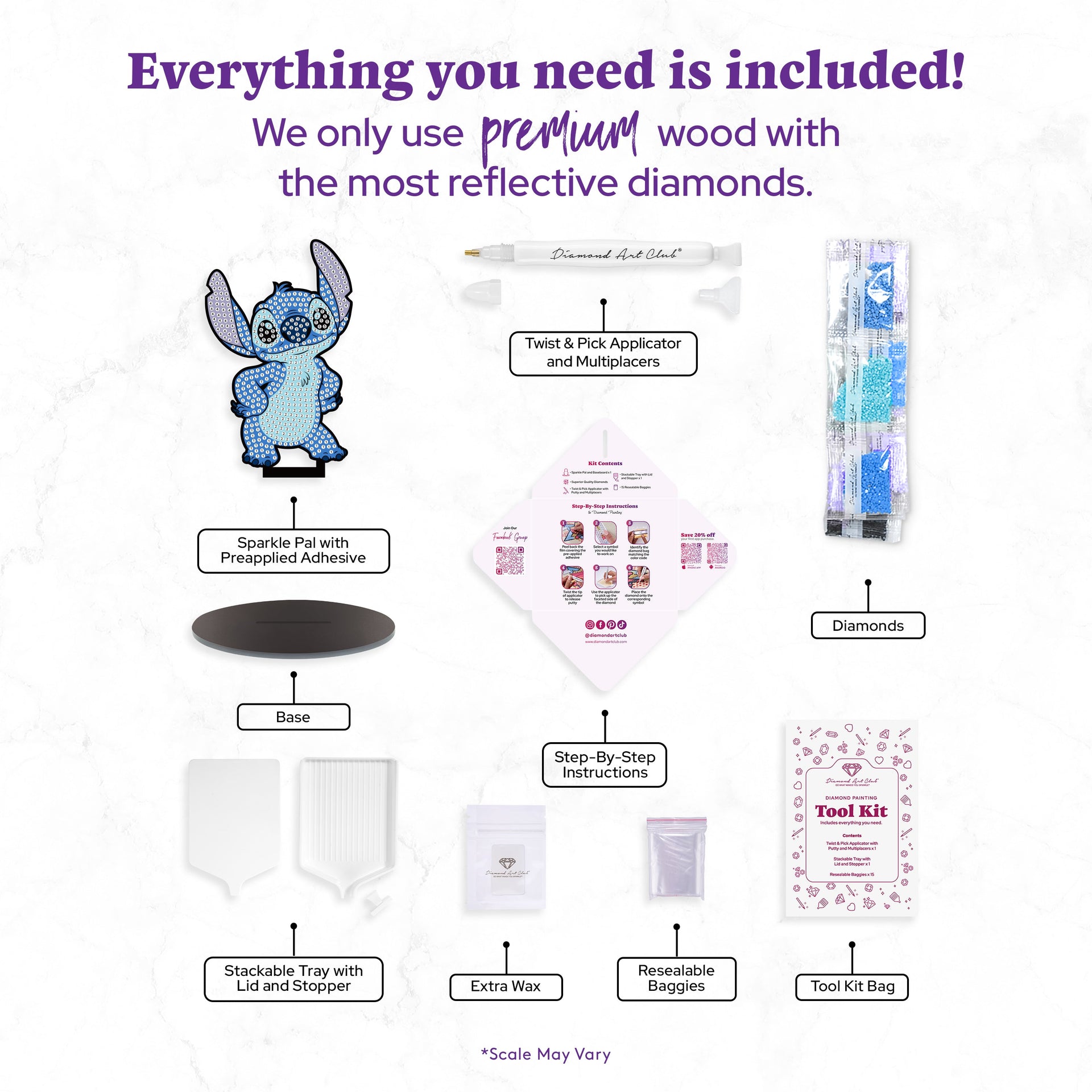 Diamond Painting Sparkle Pals™ - Stitch™ 5.7" x 3.5" (14.5cm x 9cm) / Round with 5 Colors including 1 Fairy Dust Diamond / 497