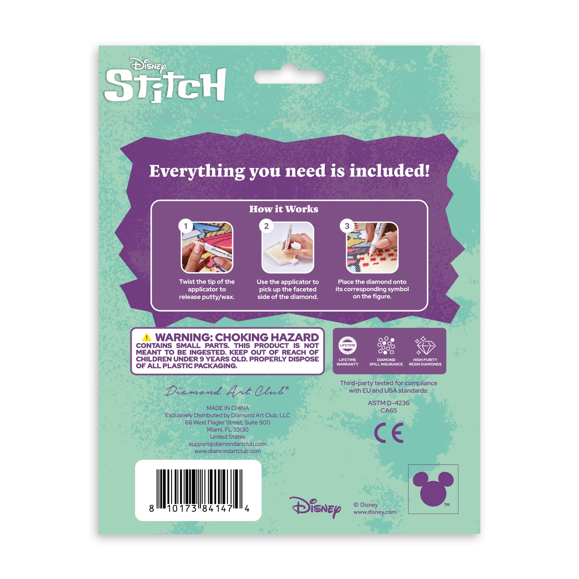 Diamond Painting Sparkle Pals™ - Stitch™ 5.7" x 3.5" (14.5cm x 9cm) / Round with 5 Colors including 1 Fairy Dust Diamond / 497
