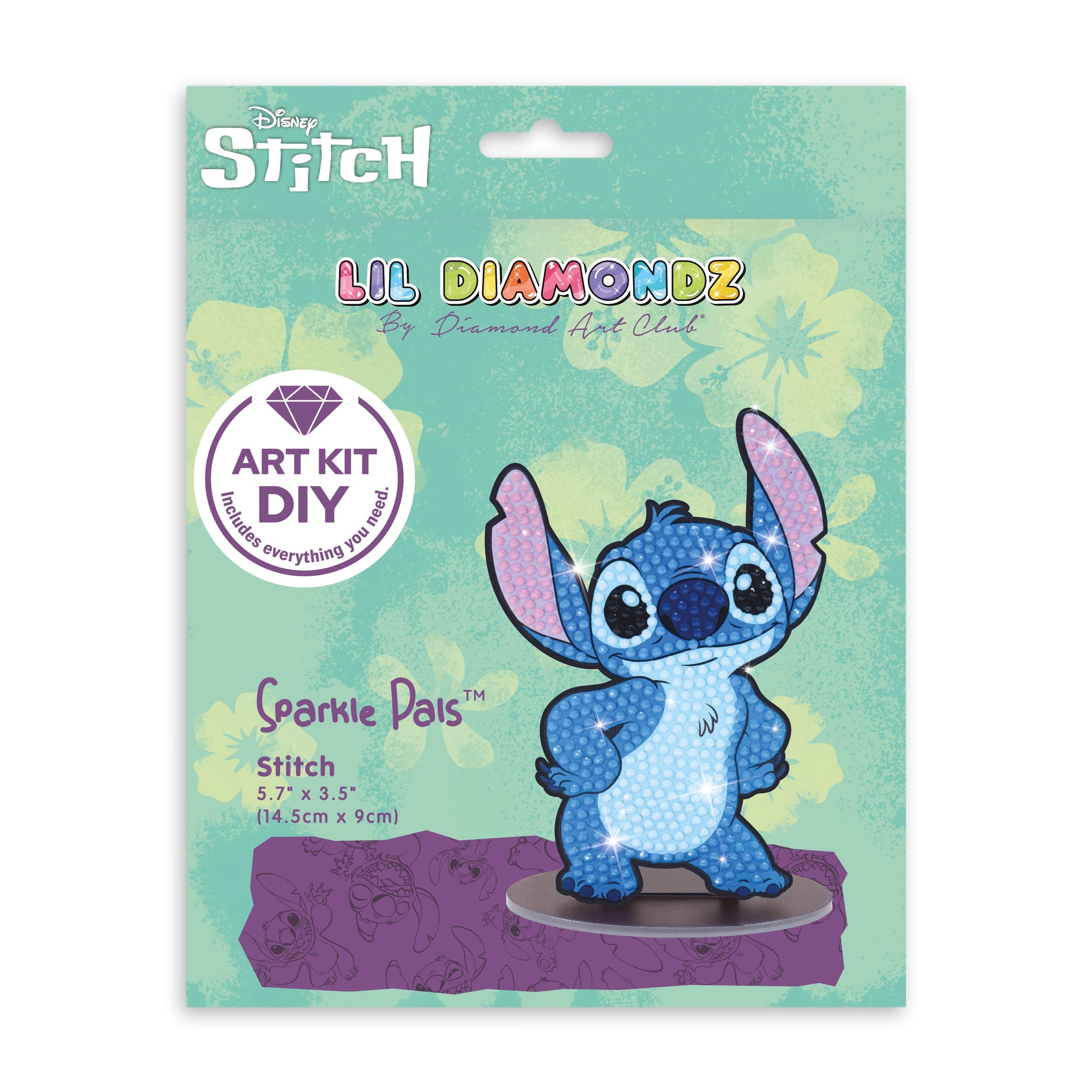 Diamond Painting Sparkle Pals™ - Stitch™ 5.7" x 3.5" (14.5cm x 9cm) / Round with 5 Colors including 1 Fairy Dust Diamond / 497