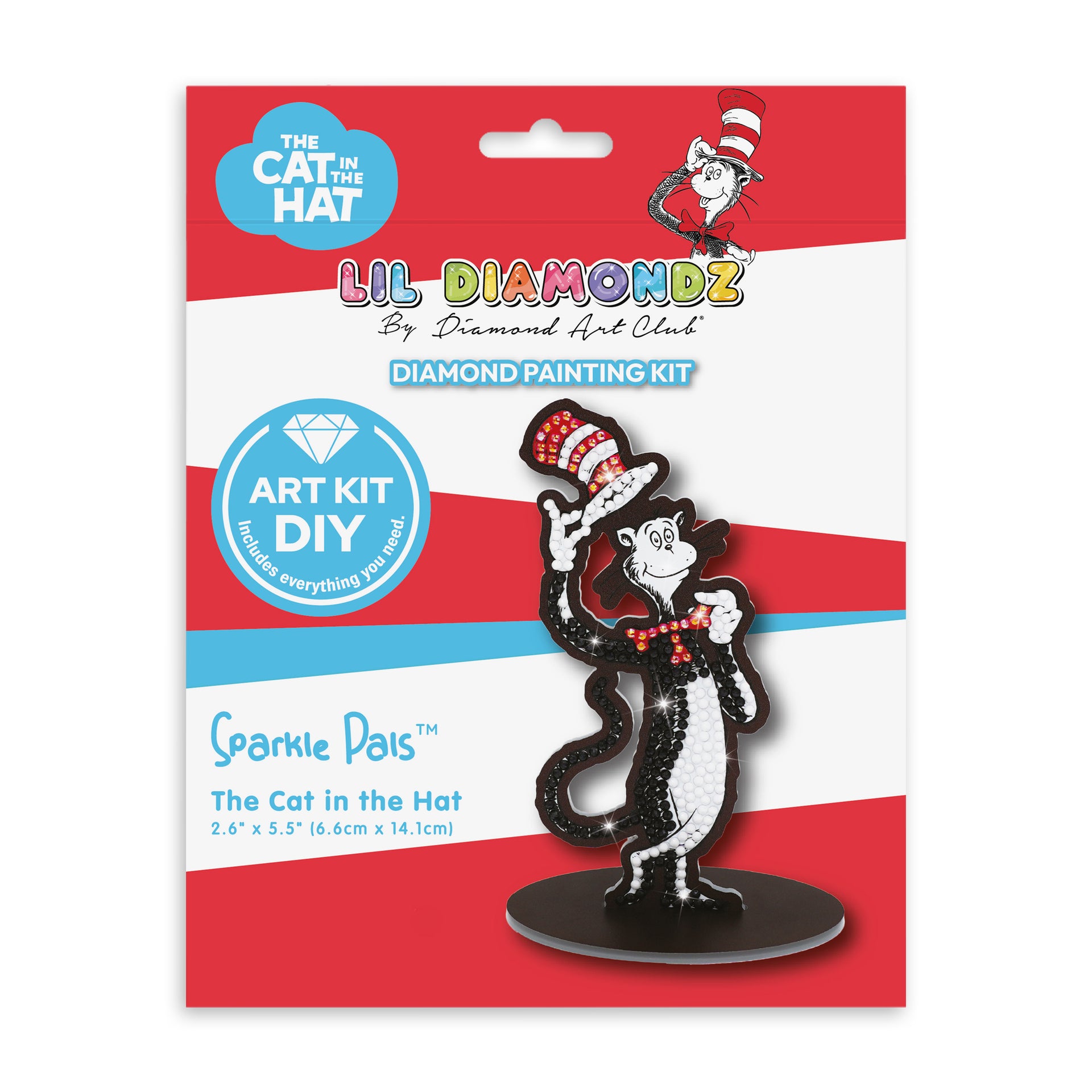 Diamond Painting Sparkle Pals™ - The Cat in the Hat 2.6" x 5.5" (6.6cm x 14.1cm) / Round with 3 Colors including 1 AB and 1 Fairy Dust Diamond / 330