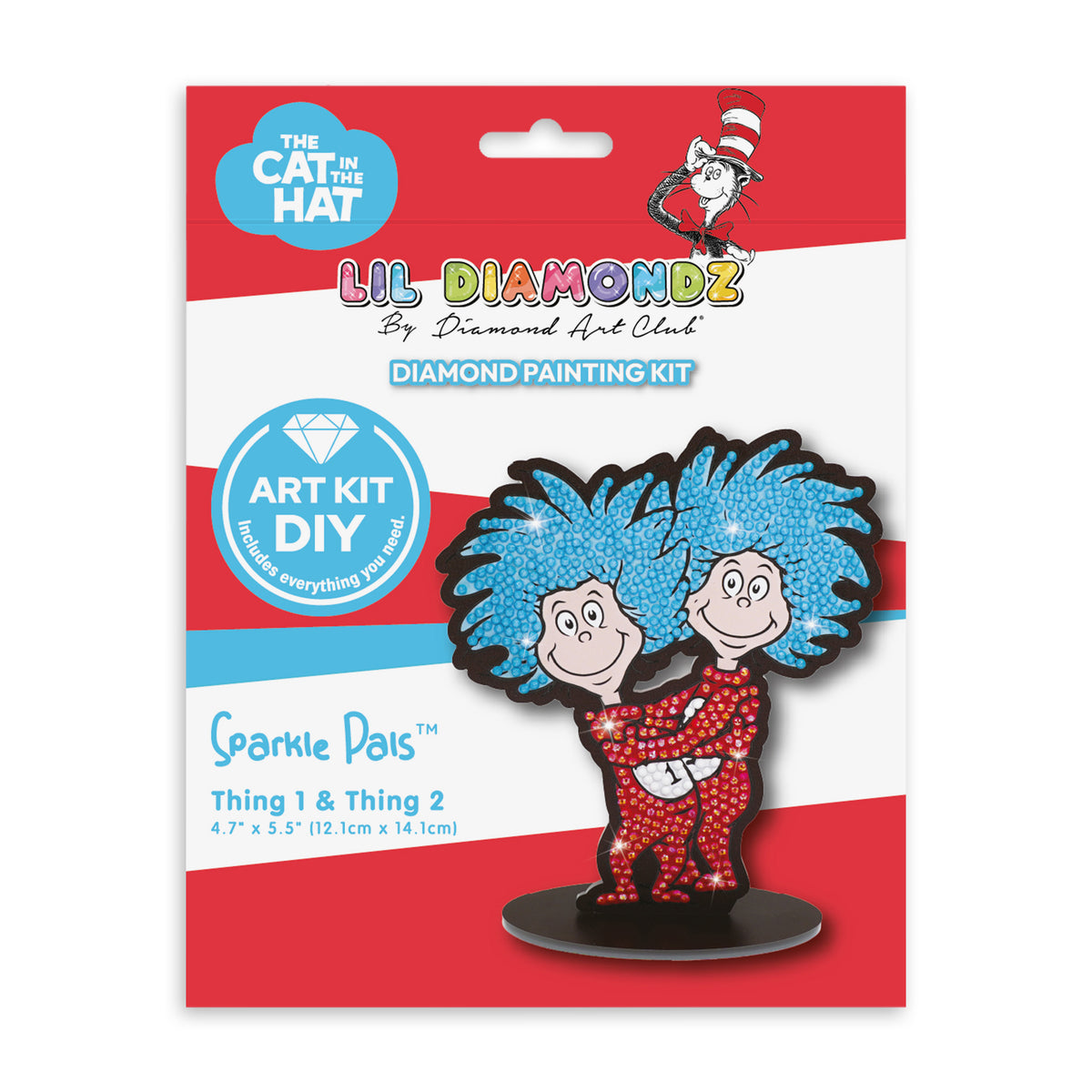 Diamond Painting Sparkle Pals™ - Thing 1 & Thing 2 4.7" x 5.5" (12.1cm x 14.1cm) / Round with 3 Colors including 1 AB and 1 Fairy Dust Diamond / 608