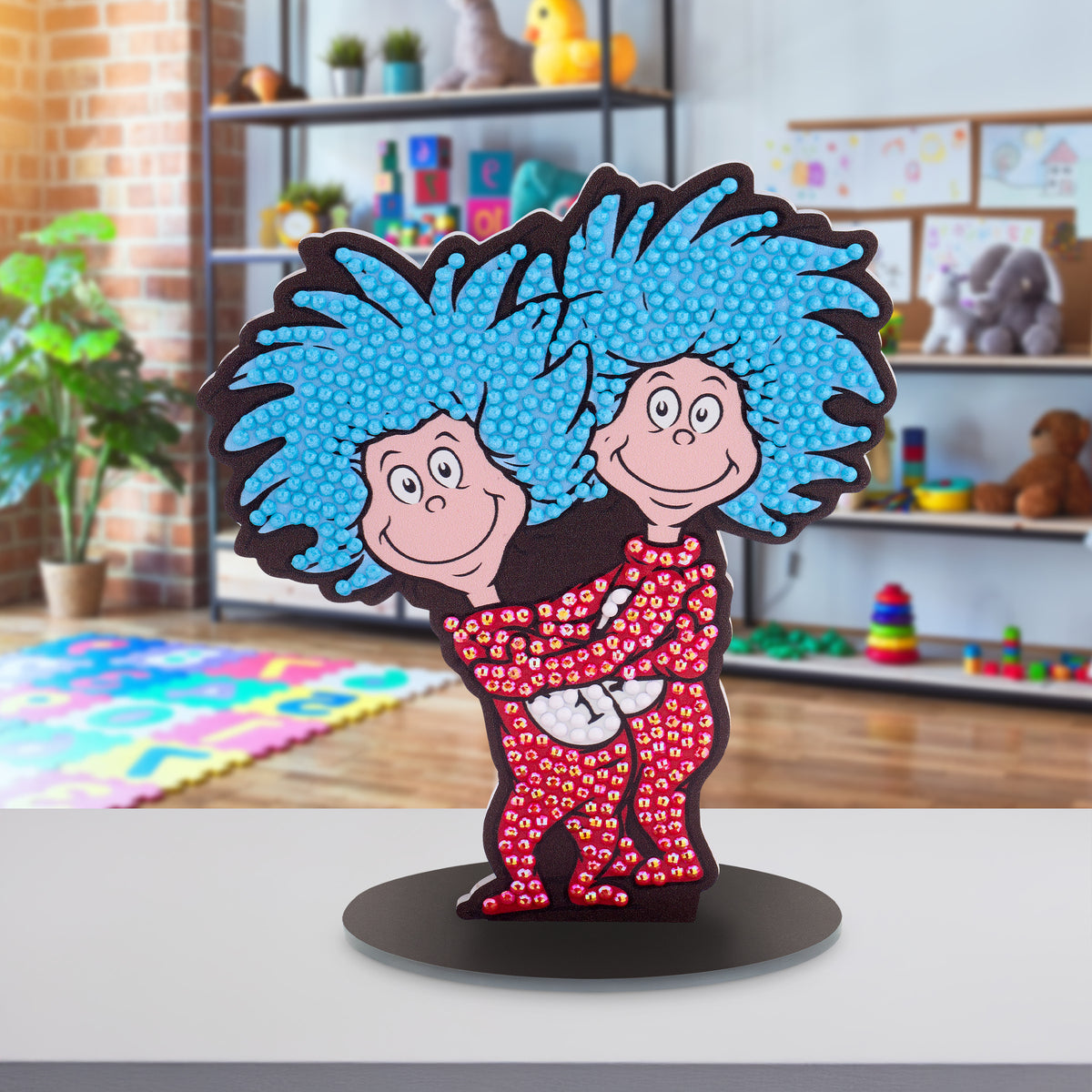 Diamond Painting Sparkle Pals™ - Thing 1 & Thing 2 4.7" x 5.5" (12.1cm x 14.1cm) / Round with 3 Colors including 1 AB and 1 Fairy Dust Diamond / 608