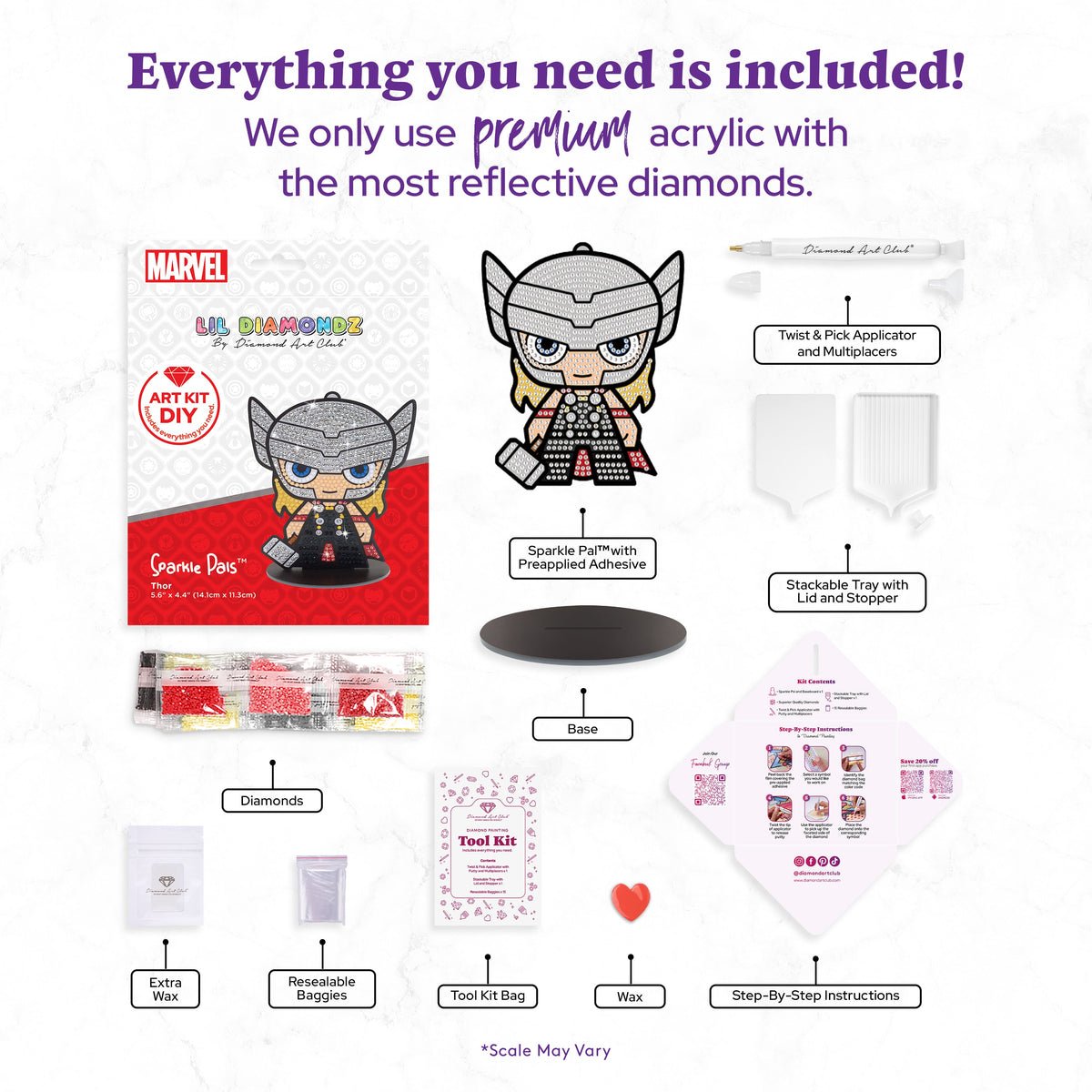 Diamond Painting Sparkle Pals™ - Thor™ 5.6" x 4.4" (14.1cm x 11.3cm) / Round with 11 Colors Including 1 AB and 2 Fairy Dust Diamonds / 753