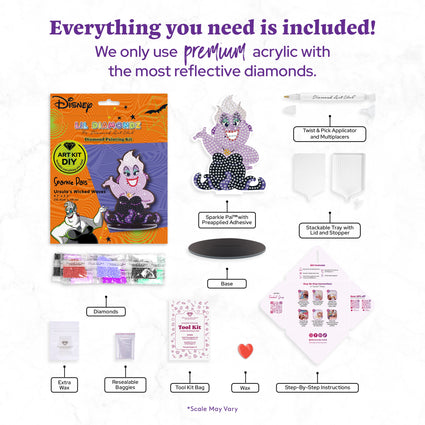 Diamond Painting Sparkle Pals™ - Ursula's Wicked Waves 4.1" x 5.5" (10.5cm x 14cm) / Round with 13 Colors including 1 Electro Diamond and 3 Fairy Dust Diamonds / 525