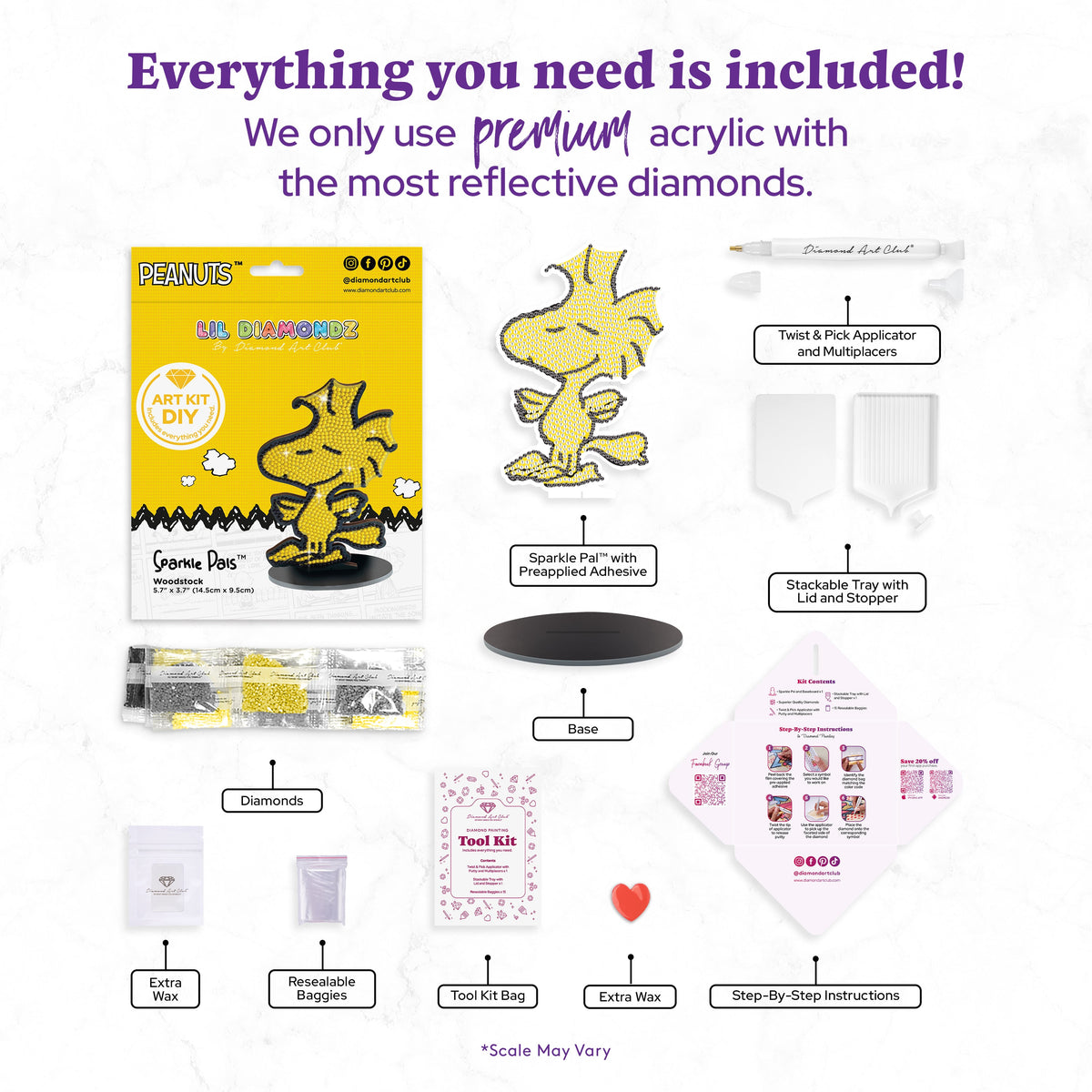 Diamond Painting Sparkle Pals™ - Woodstock 5.7" x 3.7" (14.5cm x 9.5cm) / Round with 2 Colors including 1 Fairy Dust Diamond / 970