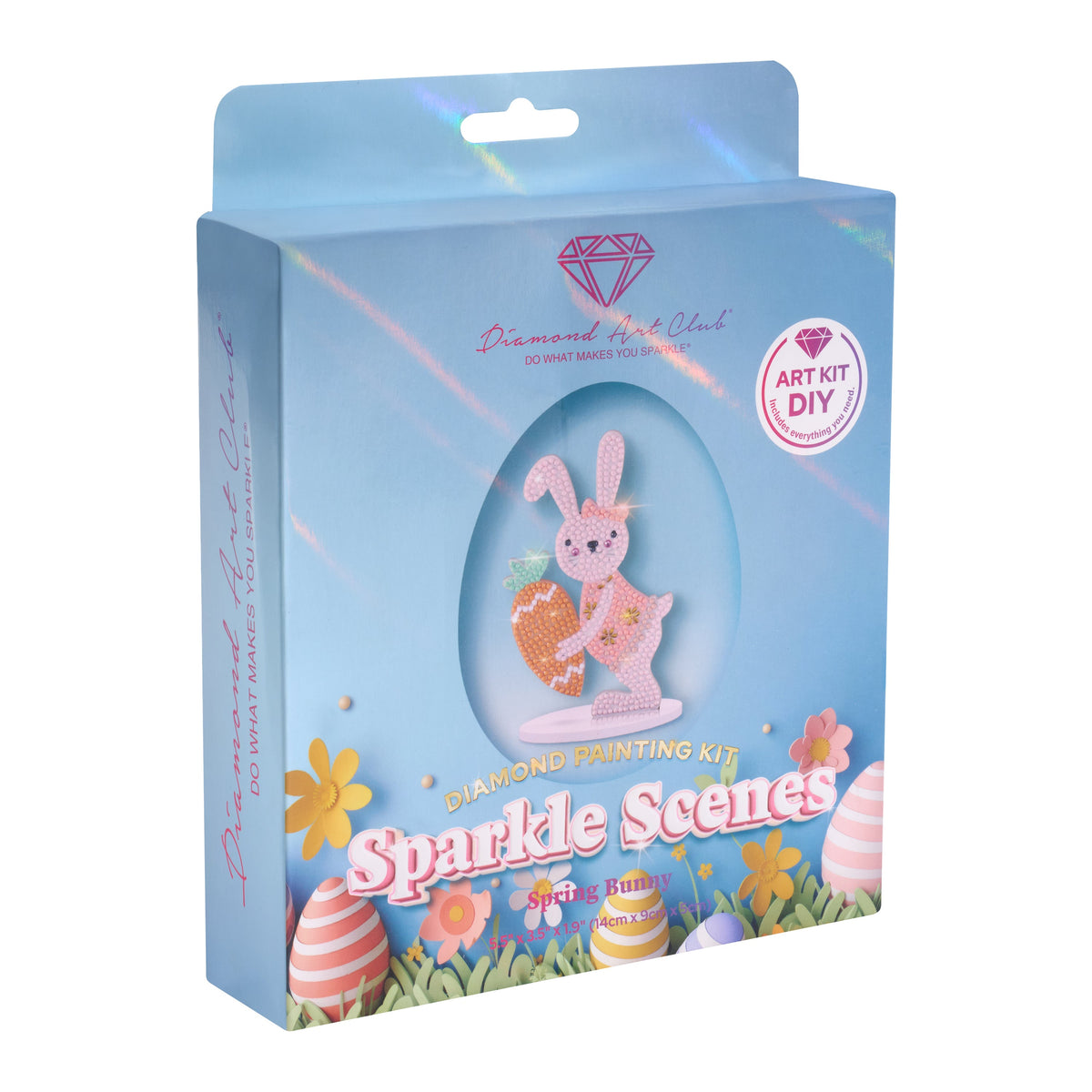 Diamond Painting Sparkle Scenes - Spring Bunny 5.5" x 3.5" x 1.9" (14cm x 9cm x 5cm) / Round with 9 Colors Including 2 Fairy Dust Diamonds and 2 Special Diamonds / 628