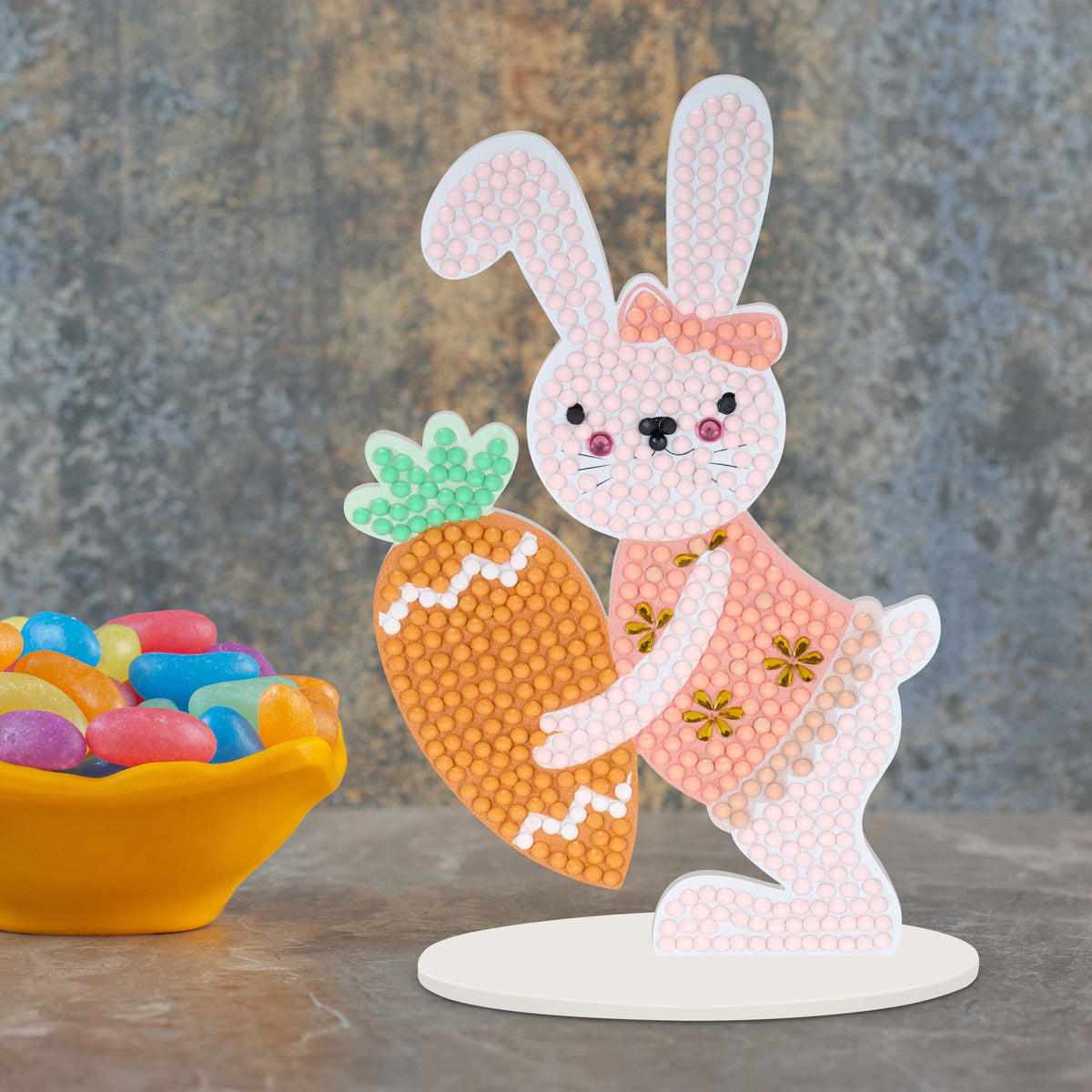 Diamond Painting Sparkle Scenes - Spring Bunny 5.5" x 3.5" x 1.9" (14cm x 9cm x 5cm) / Round with 9 Colors Including 2 Fairy Dust Diamonds and 2 Special Diamonds / 628