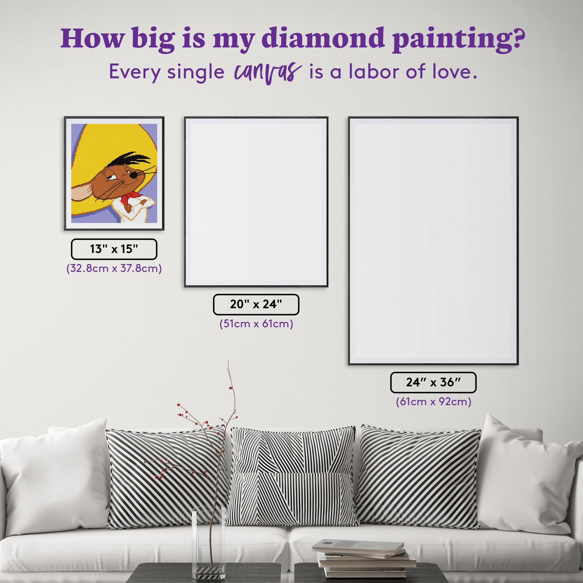 Diamond Painting Speedy Gonzales™ 13" x 15" (32.8cm x 37.8cm) / Round With 13 Colors Including 1 ABs / 15,795