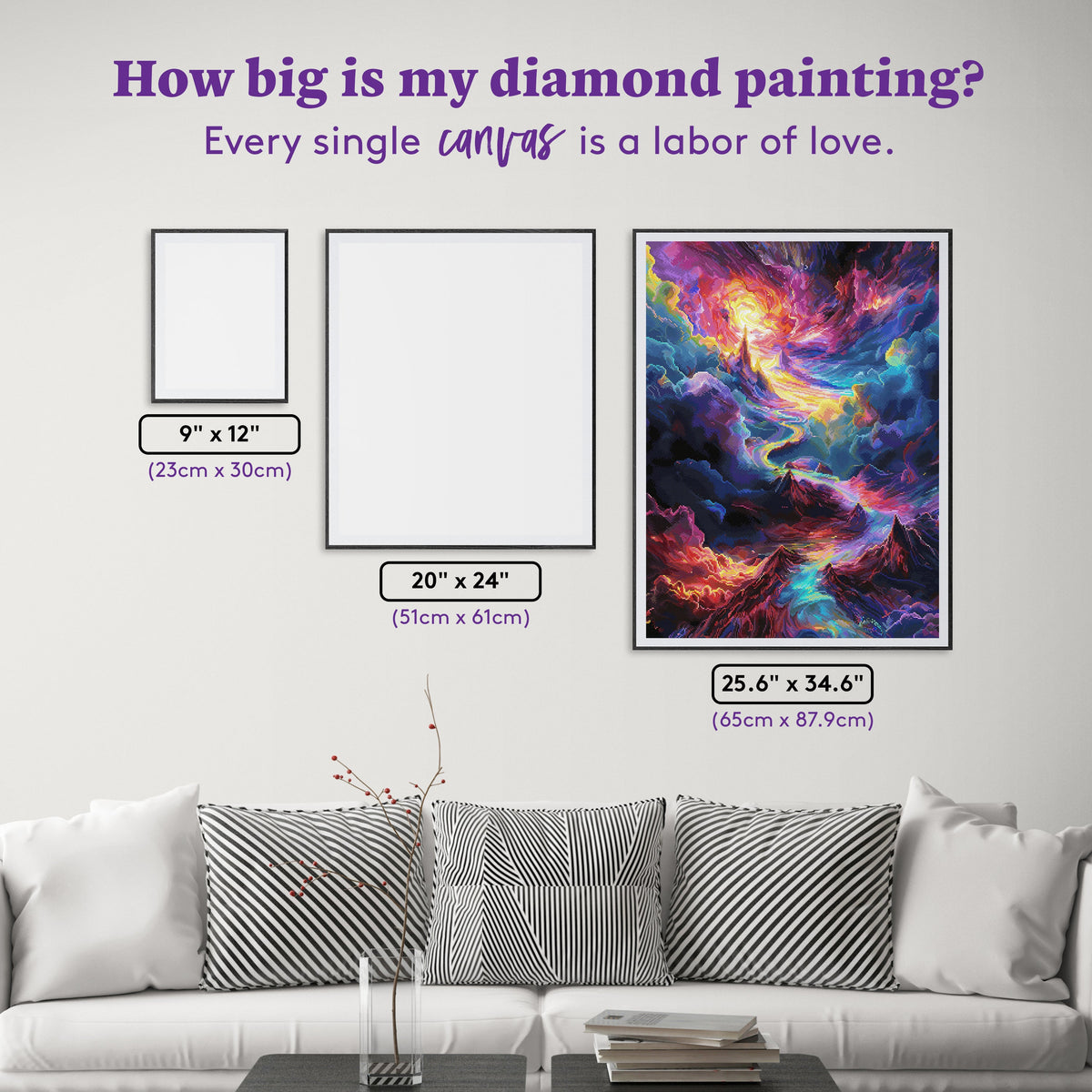 Diamond Painting Spiral Passage 25.6" x 34.7" (65cm x 87.9cm) / Square with 86 Colors including 4 ABs and 4 Fairy Dust Diamonds / 92,133