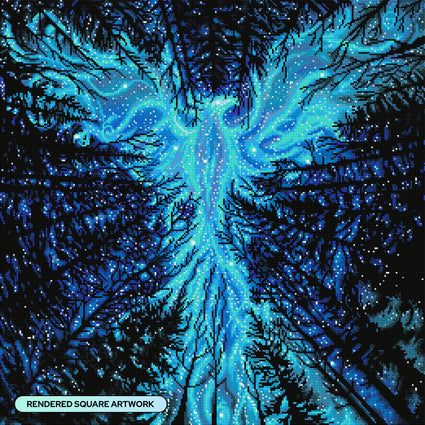 Diamond Painting Spirit of the Phoenix 25.6" x 25.6" (65cm x 65cm) / Square with 16 Colors including 2 ABs and 1 Special Diamond and 2 Fairy Dust Diamonds / 68,121