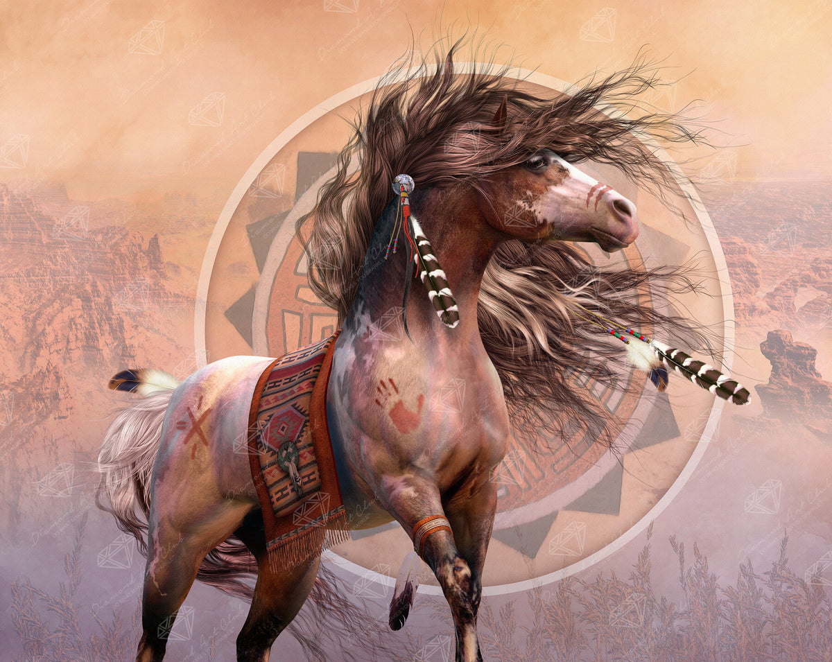Diamond Painting Spirit Warrior 34.7" x 27.6" (87.9cm x 69.9cm) / Square with 74 Colors including 1 AB and 4 Fairy Dust Diamonds / 99,193