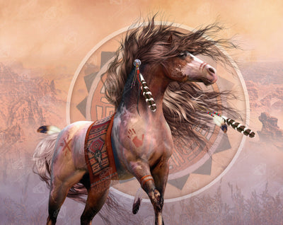 Diamond Painting Spirit Warrior 34.7" x 27.6" (87.9cm x 69.9cm) / Square with 74 Colors including 1 AB and 4 Fairy Dust Diamonds / 99,193