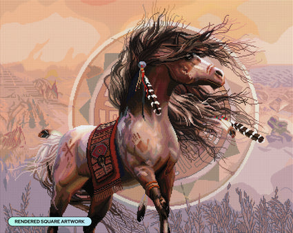 Diamond Painting Spirit Warrior 34.7" x 27.6" (87.9cm x 69.9cm) / Square with 74 Colors including 1 AB and 4 Fairy Dust Diamonds / 99,193