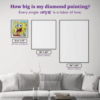 Diamond Painting SpongeBob 12.4" x 13" (31.7cm x 32.8cm) / Round With 38 Colors including 3 AB Diamonds / 13,221