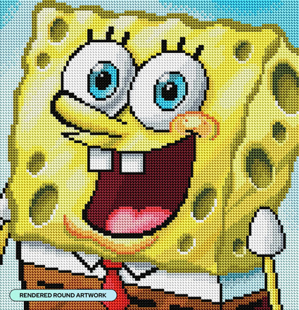 Diamond Painting SpongeBob 12.4" x 13" (31.7cm x 32.8cm) / Round With 38 Colors including 3 AB Diamonds / 13,221