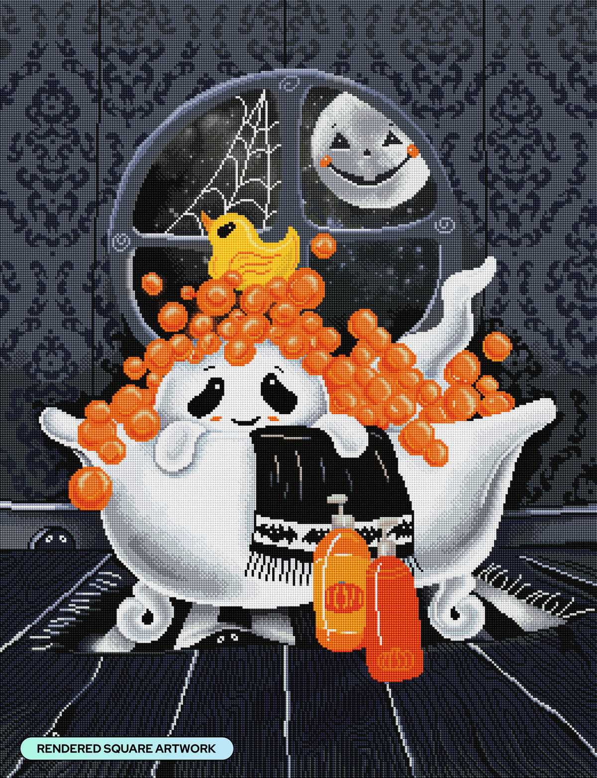 Diamond Painting Spooky Bubble Bath 25.6" x 33.3" (65cm x 84.6cm) / Square with 32 Colors including 3 ABs and 3 Fairy Dust Diamonds / 88,740