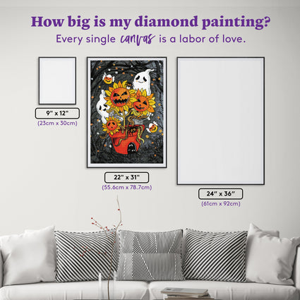 Diamond Painting Spooky Flowers 22" x 31" (55.6cm x 78.7cm) / Round with 36 Colors including 1 AB and 5 Fairy Dust Diamonds / 57,772