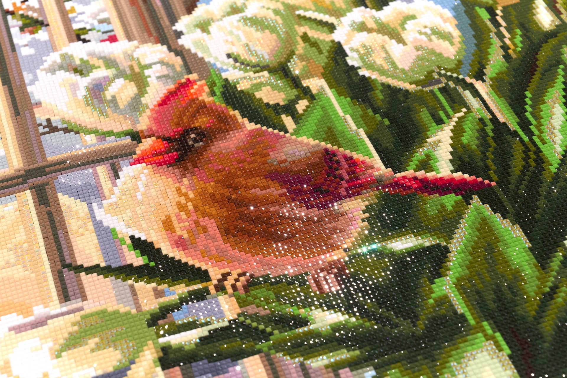 Diamond Painting Spring Cardinals 22" x 29" (55.8cm x 73.7cm) / Square with 83 Colors including 2 ABs and 1 Iridescent Diamond and 1 Fairy Dust Diamond / 66,304