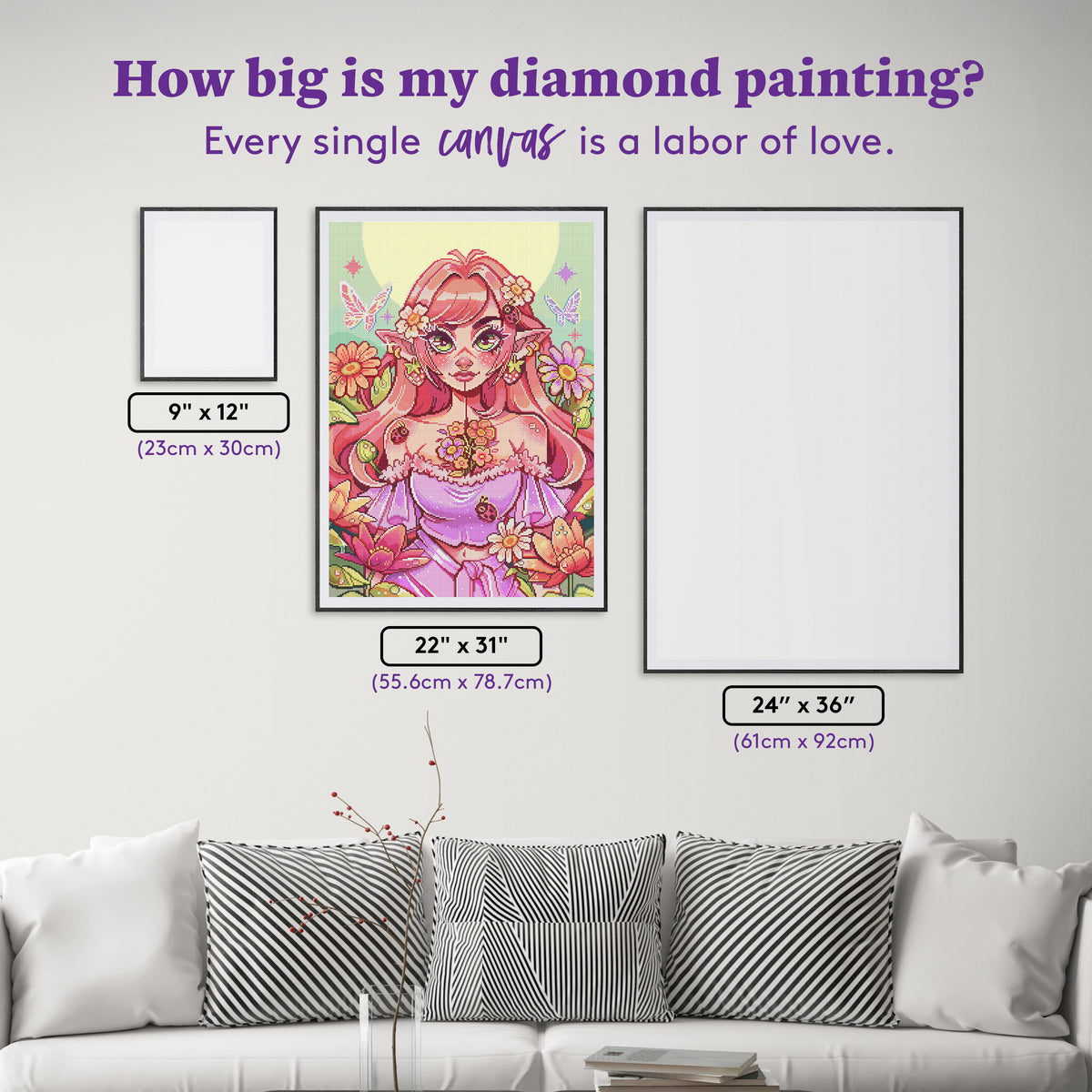 Diamond Painting Spring Elf 22" x 31" (55.6cm x 78.7cm) / Round With 72 Colors Including 2 ABs and 1 Iridescent Diamond and 5 Fairy Dust Diamonds / 57,772