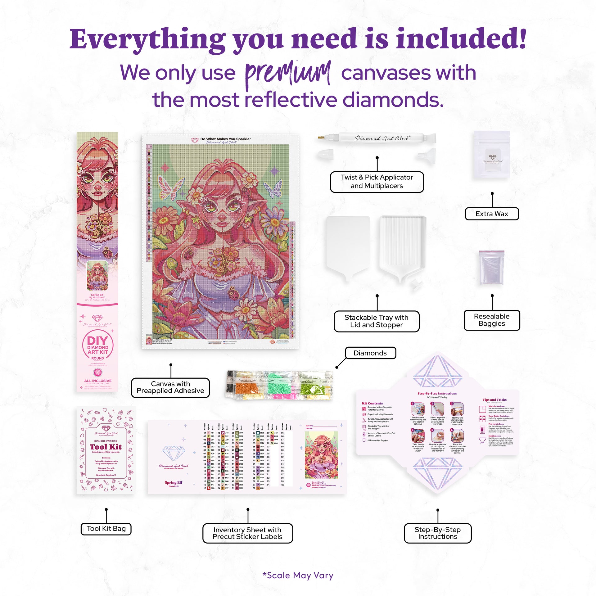 Diamond Painting Spring Elf 22" x 31" (55.6cm x 78.7cm) / Round With 72 Colors Including 2 ABs and 1 Iridescent Diamond and 5 Fairy Dust Diamonds / 57,772