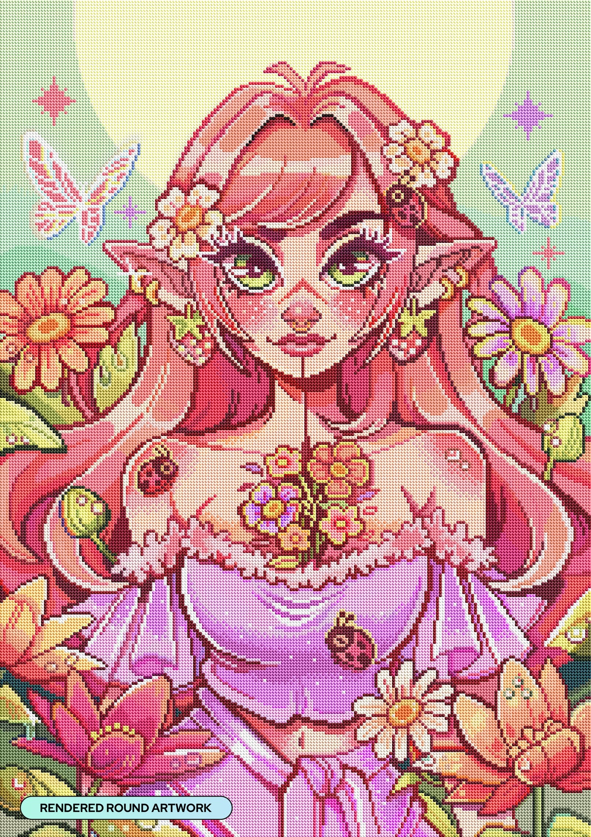Diamond Painting Spring Elf 22" x 31" (55.6cm x 78.7cm) / Round With 72 Colors Including 2 ABs and 1 Iridescent Diamond and 5 Fairy Dust Diamonds / 57,772