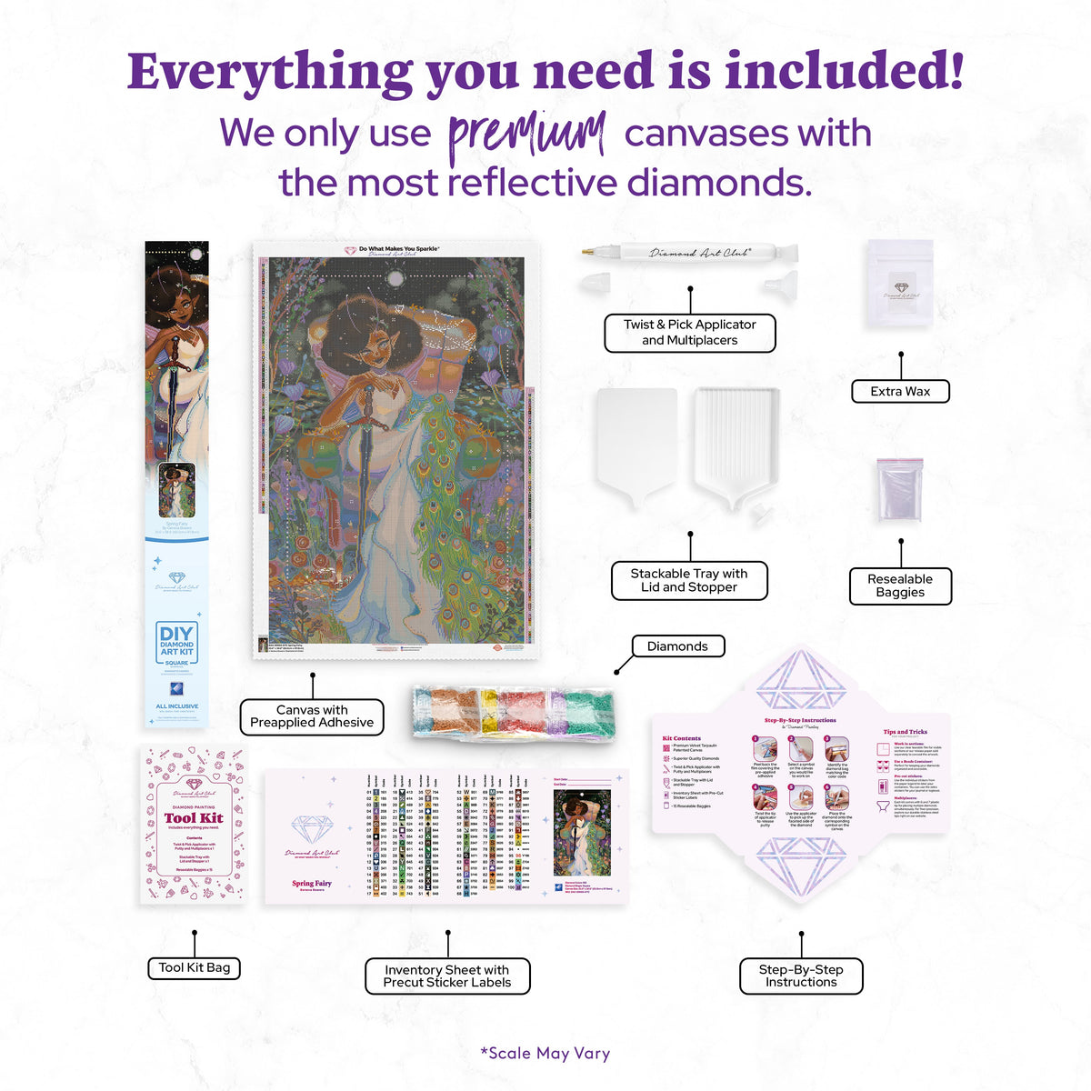 Diamond Painting Spring Fairy 25.6" x 38.6" (65cm x 97.8cm) / Square with 100 Colors including 4 ABs and 1 Special Diamond and 5 Fairy Dust Diamonds / 102,573