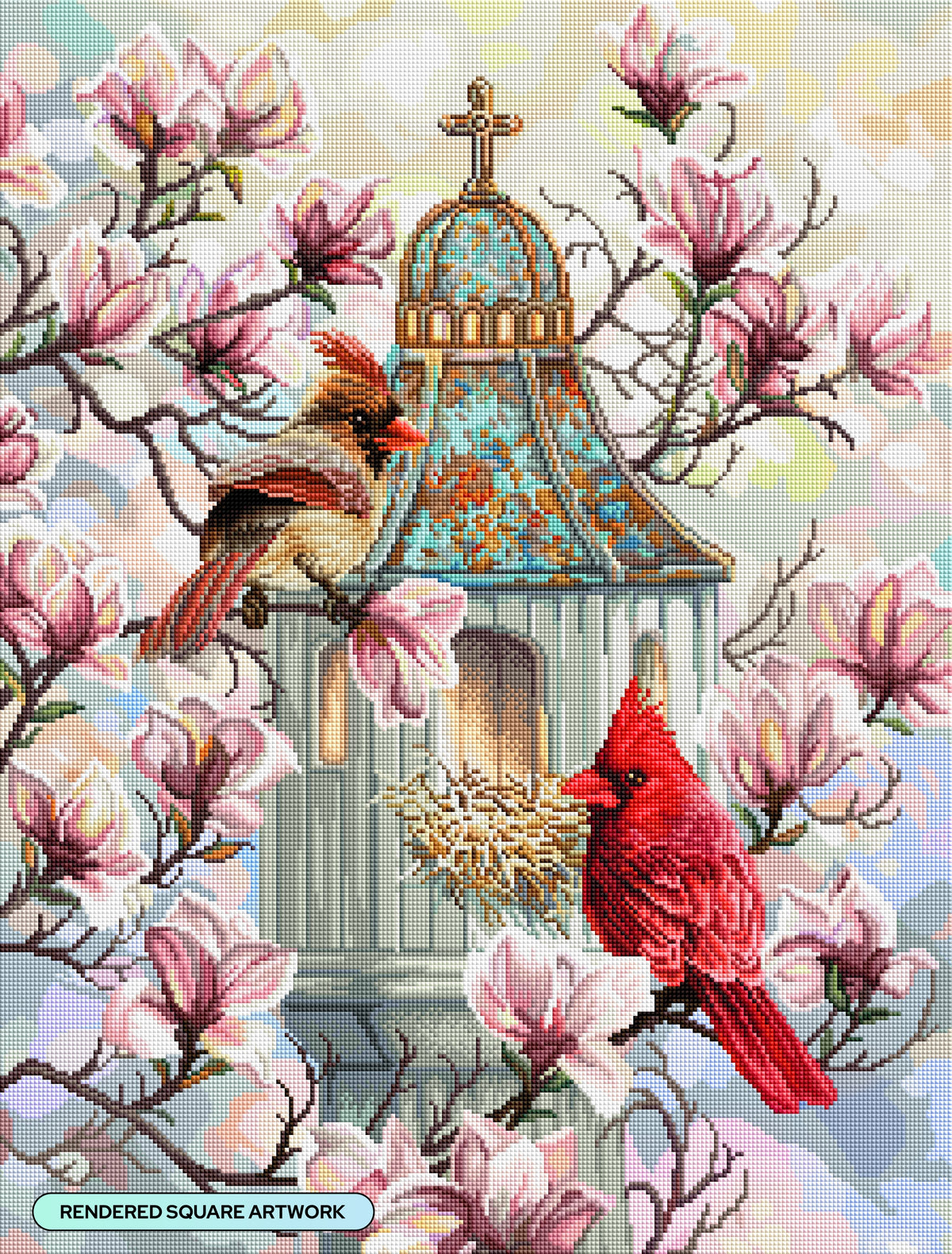 Diamond Painting Spring Morning 22" x 29" (55.8cm x 73.4cm) / Square with 94 Colors including 3 ABs and 3 Fairy Dust Diamonds / 66,080