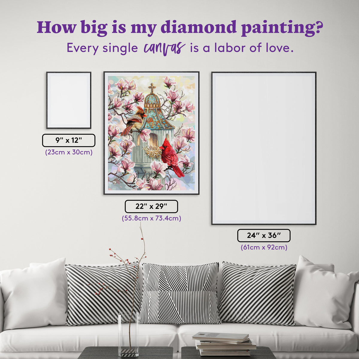 Diamond Painting Spring Morning 22" x 29" (55.8cm x 73.4cm) / Square with 94 Colors including 3 ABs and 3 Fairy Dust Diamonds / 66,080