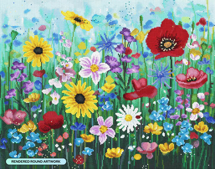 Diamond Painting Spring Summer Wildflowers 28" x 22" (70.7cm x 55.6cm) / Round with 80 Colors including 5 Fairy Dust Diamonds / 51,914