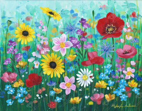 Diamond Painting Spring Summer Wildflowers 28" x 22" (70.7cm x 55.6cm) / Round with 80 Colors including 5 Fairy Dust Diamonds / 51,914