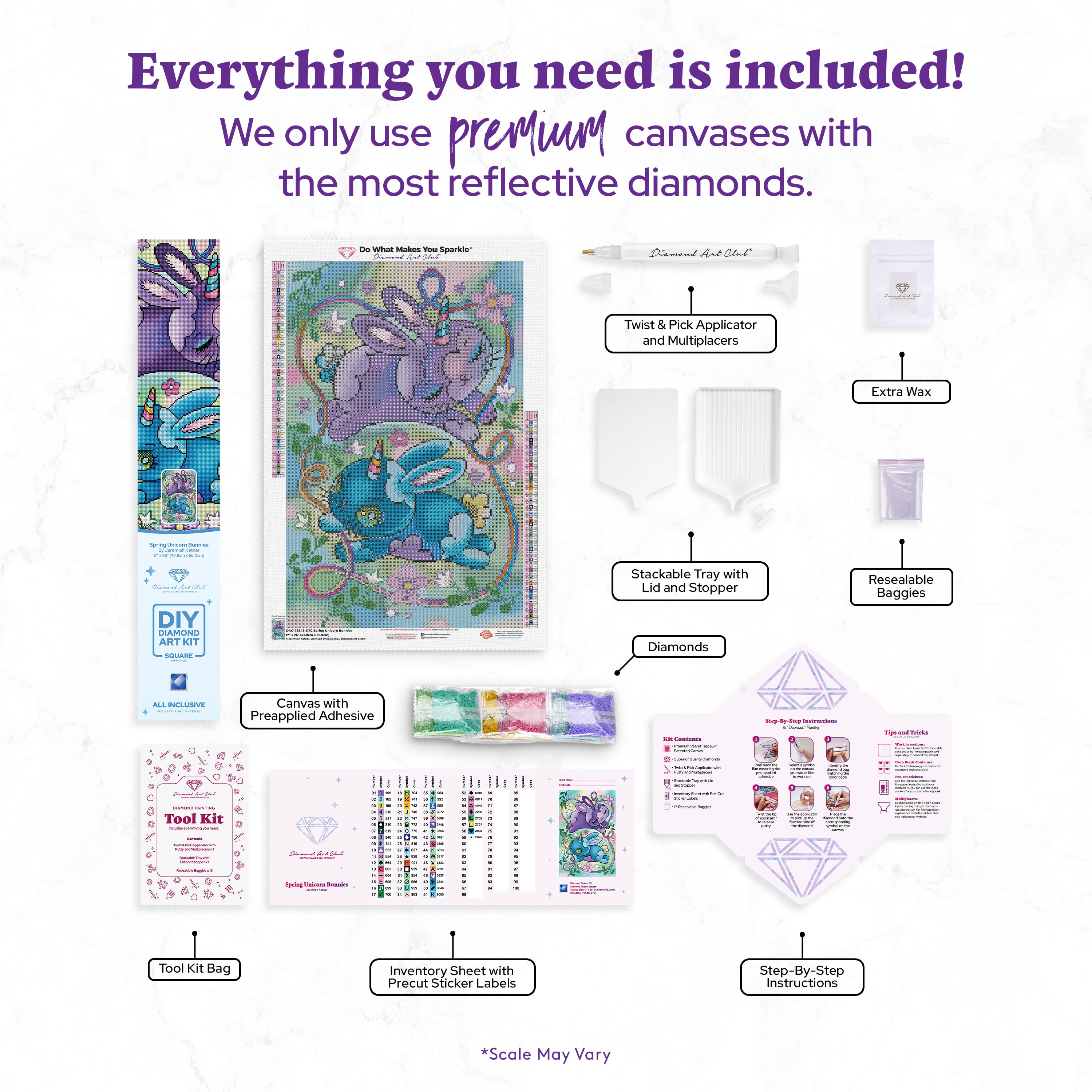 Spring Unicorn Bunnies – Diamond Art Club