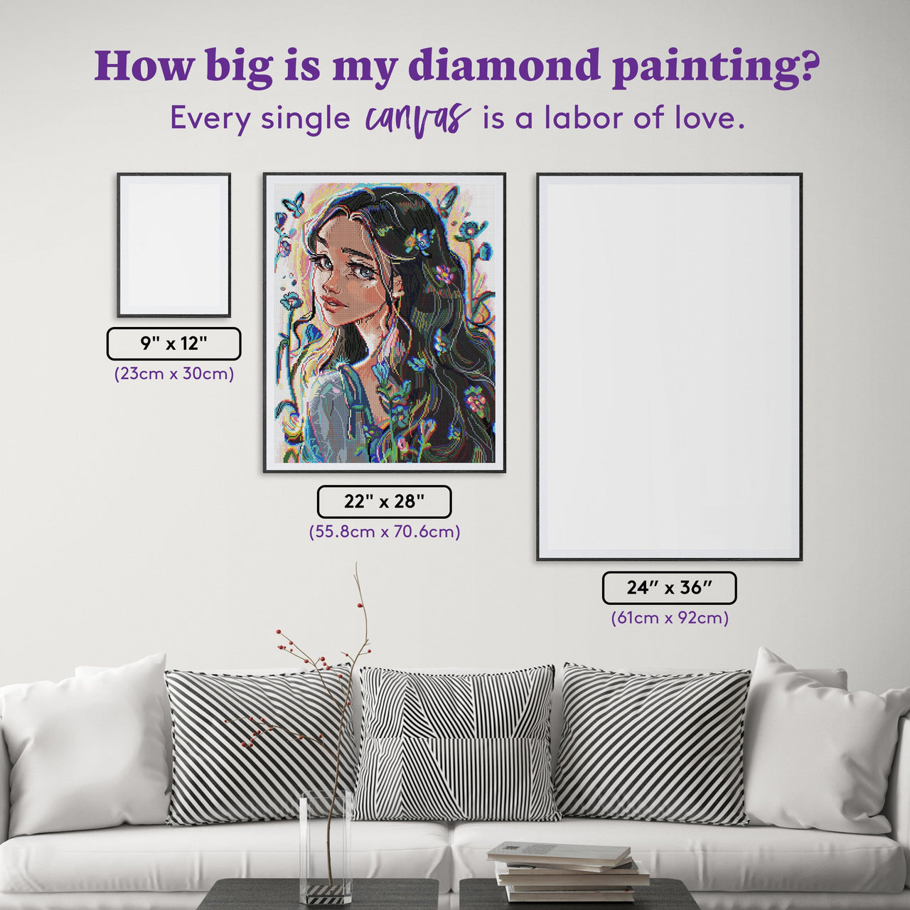 Diamond Painting Springtime Blossoms 22" x 28" (55.8cm x 70.6cm) / Round with 65 Colors including 3 ABs and 2 Fairy Dust Diamonds / 50,148